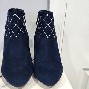 East Fifth Notus Blue Ankle Booties with Studded Design and Suede Material
